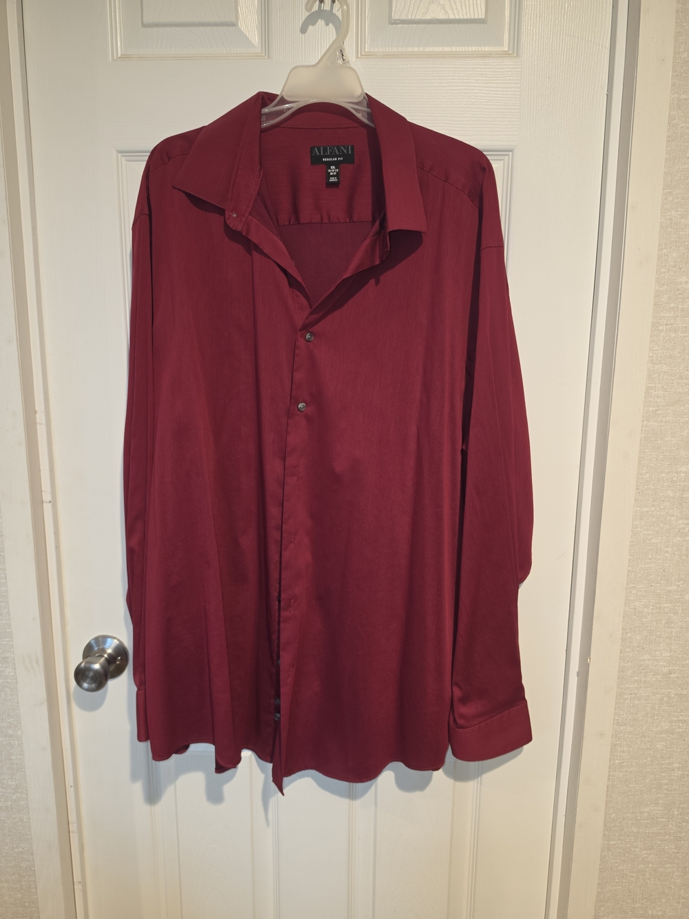 Alfani Men's Long-Sleeve Burgundy Dress Shirt